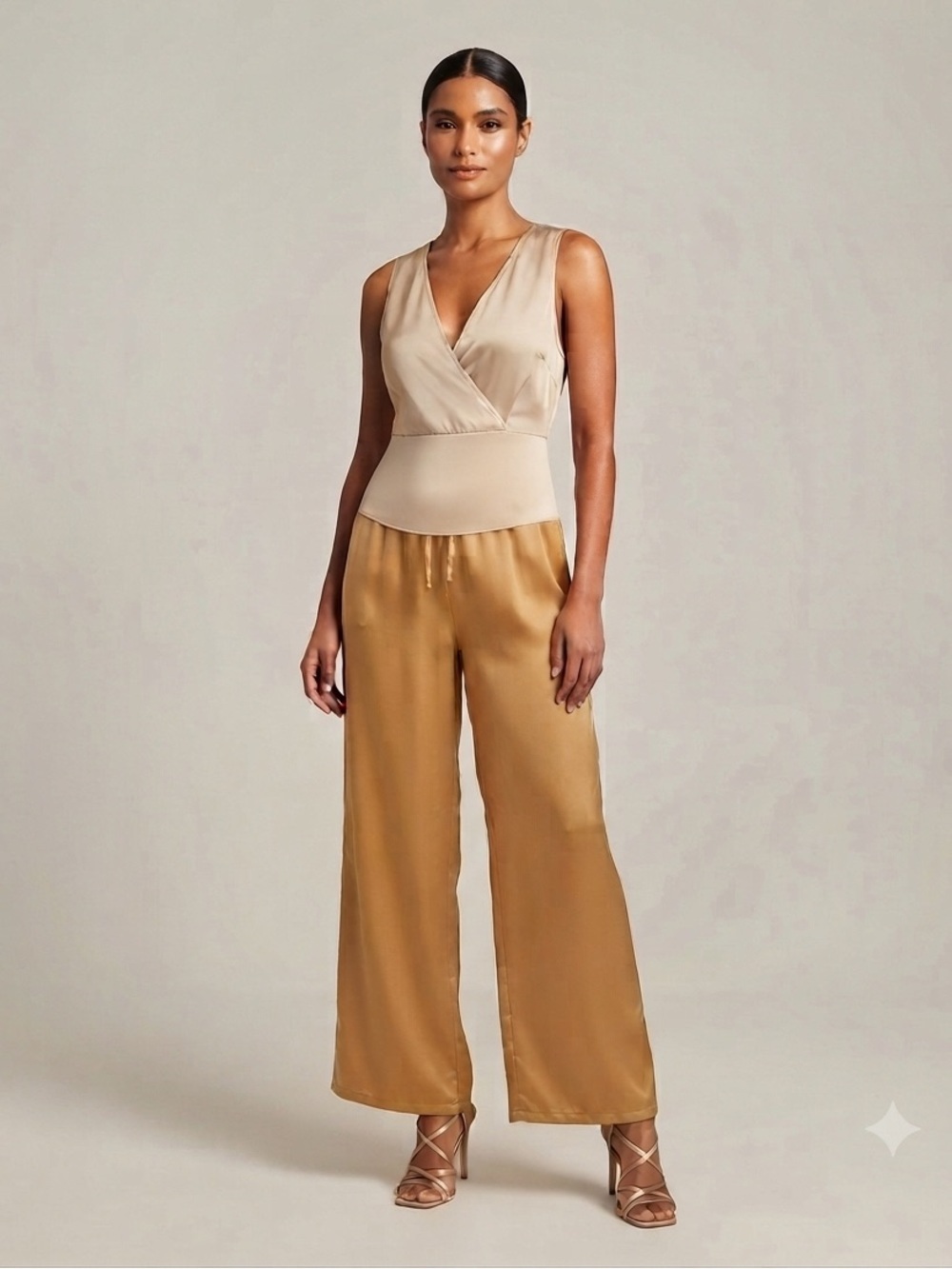 Calvin Klein Amber Gold Wide-Leg Pant